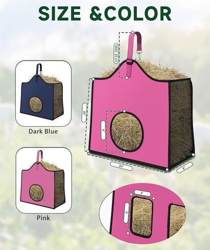 Hay Feeder for Goats and Horses - Slow Feed Design, Heavy Duty Hanging Hay Bag for Barn, Trailer & Paddock, Easy to Hang & Clean(1pcs, Blue) in Kuwait