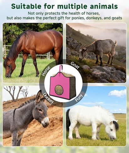 Hay Feeder for Goats and Horses - Slow Feed Design, Heavy Duty Hanging Hay Bag for Barn, Trailer & Paddock, Easy to Hang & Clean(1pcs, Blue) in Kuwait