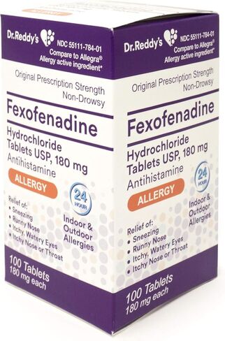 Dr. Reddy's Allergy, Fexofenadine Hydrochloride Tablets, 180 mg, 100 Count in Saudi Arabia