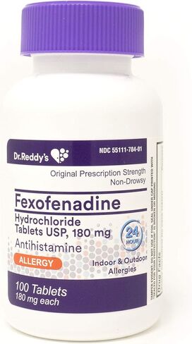 Dr. Reddy's Allergy, Fexofenadine Hydrochloride Tablets, 180 mg, 100 Count in Saudi Arabia
