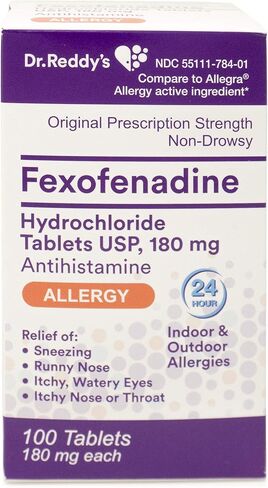Dr. Reddy's Allergy, Fexofenadine Hydrochloride Tablets, 180 mg, 100 Count in Saudi Arabia