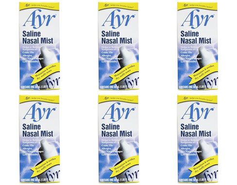 Ayr Saline Nasal Mist Spray 50 mL – Moisturizes Dry Nasal Passages, Helps Relieve Cold, Flu & Allergy Symptoms (Pack of 6) in Kuwait