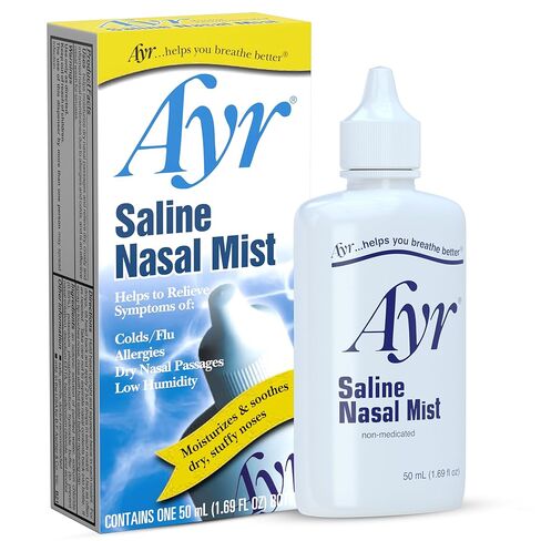 Ayr Saline Nasal Mist Spray 50 mL – Moisturizes Dry Nasal Passages, Helps Relieve Cold, Flu & Allergy Symptoms (Pack of 6) in Kuwait