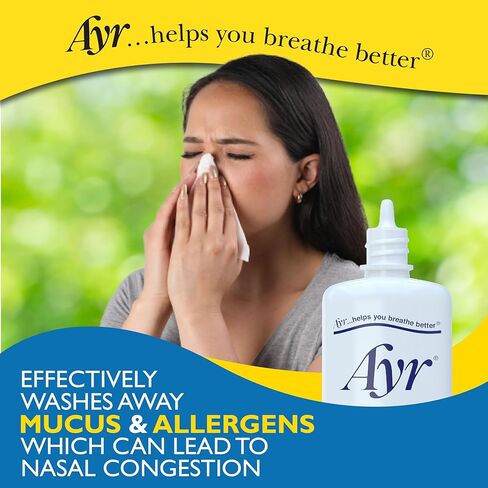 Ayr Saline Nasal Mist Spray 50 mL – Moisturizes Dry Nasal Passages, Helps Relieve Cold, Flu & Allergy Symptoms (Pack of 6) in Kuwait