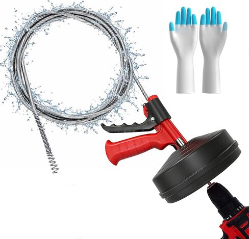 Drain Auger 25Ft Plumbing Snake Drain Snake, Toilet Auger Toilet Snake Drain Clog Remover, Hair Clog Remover with Drill Adapter for Kitchen Bathroom Shower Sink in Saudi Arabia