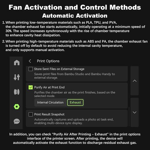 مجموعة مروحة العادم الخارجية الأصلية من الخيزران P2S لطابعة Bambu Lab P2S ثلاثية الأبعاد، ترقية تهوية عادم تدفق الهواء النشط - تقليل المركبات العضوية المتطايرة والأبخرة، وتحسين بيئة الترشيح والطباعة in Kuwait
