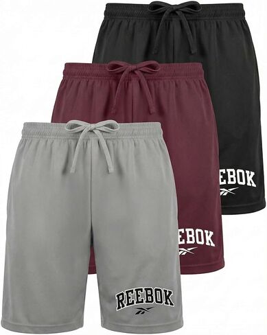 Reebok 3 Pack: Boys’ Dry Fit Athletic Shorts – Lightweight Running Basketball Soccer Sports Shorts Kids Teens Youth (6–18) in Saudi Arabia