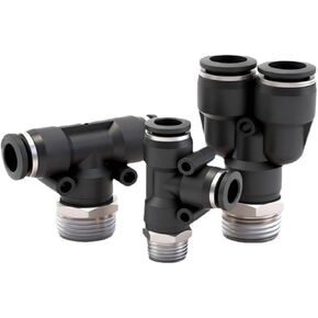 Black Pneumatic Copper Connector PB/PD/PX Three-way Quick PB8-02/10-03/12-04 1Pcs(PX10-01(黑色)) in Kuwait