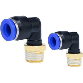 Blue Pneumatic Quick Connector External Thread Right-Angle L-Shaped Elbow Pl8-02/Air Pipe 90-Degree Plugs 2Pcs(BluePL8-02) in Kuwait