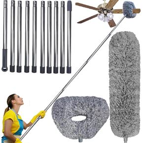 20+ Ft High Reach Ceiling Fan Duster &Microfiber Feather Brush Duster with 3-14 ft Spliceable Pole Microfiber Feather Duster for Spider Web, High Ceiling, Blinds, Furniture Cleaning Tool Kit in Kuwait