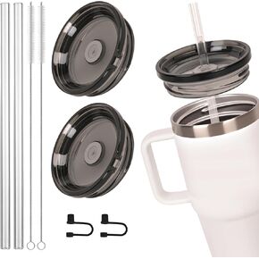 Straw Lid for YETI Rambler 20 oz Travel Mug (Stronghold Lid) - 2 Pack, Spill Proof Twist-On Replacement Cover with Tritan Straws, BPA-Free, Clear in Saudi Arabia