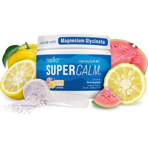 Nello Supercalm Powdered Drink Mix, Yuzu Guava, L Theanine, Ksm-66 Ashwagandha, Magnesium Glycinate, Vitamin D 3, Supplements for Relaxation & Focus, No Sugar, Non GMO, On The Go, 30 Srvgs in Saudi Arabia