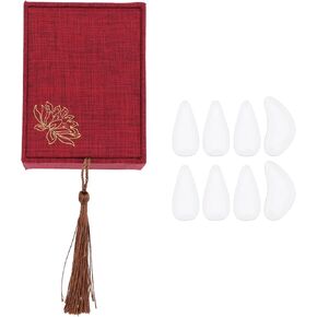 FOMIYES مجموعة أظافر Guzheng الاحترافية للأظافر المزيفة الكبيرة من الكريستال الأبيض للاعبين البالغين من Guzheng ملحقات أدوات ممارسة اللعب in Kuwait