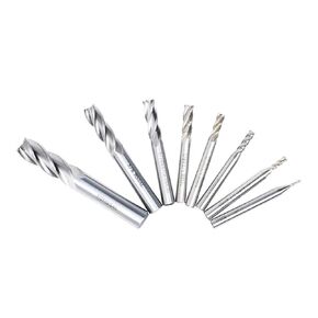 مجموعة لقم مطحنة نهاية 8 قطع HSS نهاية مطحنة 4 - مزامير قطع معدنية مربعة من الألومنيوم لقم أدوات الطحن 2 مم 3 مم 4 مم 5 مم 6 مم 8 مم 10 مم 12 مم - مجموعة من 8 قطع in Kuwait