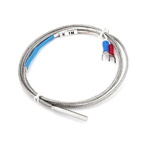 4mm Small Probe Thermocouple Type K 0-600℃ 1/2/3/4/5M Shielded Braide Wire Sensor 1Pcs(K Type 1 M) in Kuwait