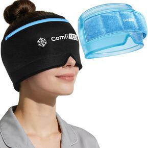 ComfiTECH Dual-Gel Migraine Relief Cap Extended 30-Min Cooling, Detachable Cold Pack & Flexible Gel Head Ice Wrap Face Mask Soothing for Headache, Sinus, Puffy Eyes, Tension and Stress in Kuwait
