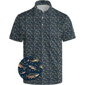 Mens Funny Polo Short Sleeve Casual Golf Shirts for Men Quick Drying Performance Athletic Collared Shirt in Kuwait