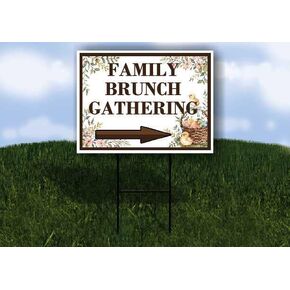Family Brunch Gathering Easter Spring Vintage Chicks Eggs Basket Brown Directional Arrows A-Frame Double Sided 23x23 in. sign in Kuwait