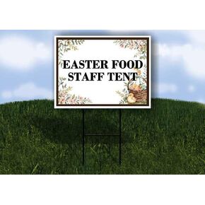 Easter Food Staff Tent Easter Spring Vintage Chicks Eggs Basket Brown Up Arrows A-Frame Single Sided 23x23 in. sign in Kuwait