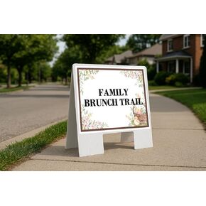 Family Brunch Trail Easter Spring Vintage Chicks Eggs Basket Brown Up Arrows A-Frame Single Sided 23x23 in. sign in Kuwait