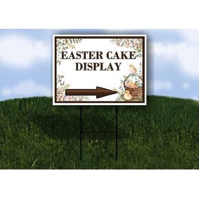 Easter Cake Display Easter Spring Vintage Chicks Eggs Basket Brown Up Arrows A-Frame Single Sided 23x23 in. sign in Kuwait