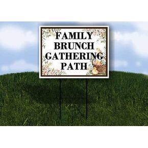 Family Brunch Gathering Path Easter Spring Vintage Chicks Eggs Basket Brown Directional Arrows A-Frame Double Sided 23x23 in. sign in Kuwait