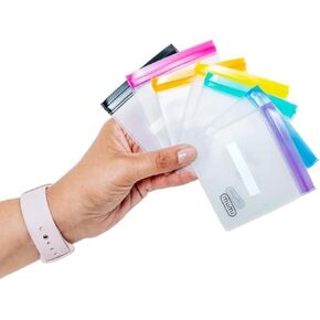 مجموعة أكياس صغيرة بسحاب من MUMI - 7 أكياس بسحاب شبكية شفافة قابلة لإعادة الاستخدام مقاس 3x3 بوصة مع ملصقات قابلة للكتابة | أكياس صغيرة مانعة للتسرب للسفر، وتخزين أكياس حبوب منع الحمل، ومنظم المحفظة، والمكياج، والأدوية والحرف اليدوية in Kuwait