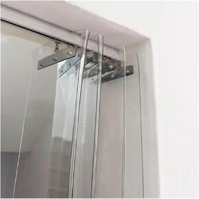 Clear PVC Strip Curtain Kit, 120x290cm Sliding Door Partition, Foldable Plastic Door Cover, Easy Install Transparent Curtain for Home & Business Use in Kuwait