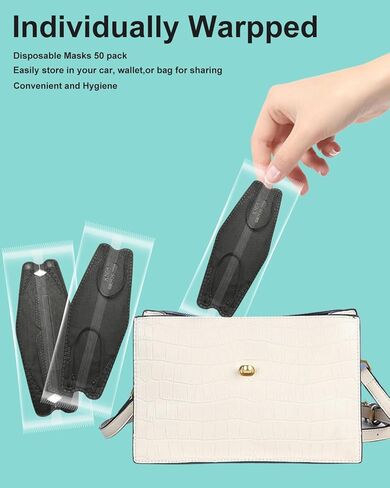 KN95 Face Masks Black for Adults, Individually Wrapped, Breathable Disposable KN95 Mask with Elastic Ear Loop in Saudi Arabia