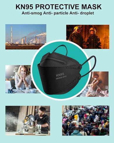 KN95 Face Masks Black for Adults, Individually Wrapped, Breathable Disposable KN95 Mask with Elastic Ear Loop in Saudi Arabia