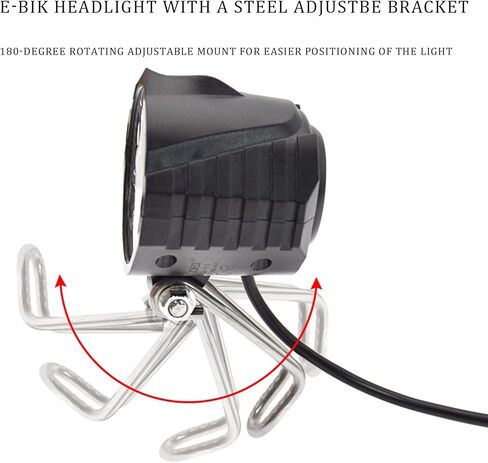 مصباح أمامي LED من Ebike 2 دبوس أنثى موصل مقاوم للماء فائق السطوع 12 وات 300 لوكس عالي السطوع ليلاً لركوب الخيل ضوء أمامي للدراجة الجبلية 48 فولت 36 فولت، دراجة قابلة للطي وسكوتر إلكتروني in Saudi Arabia