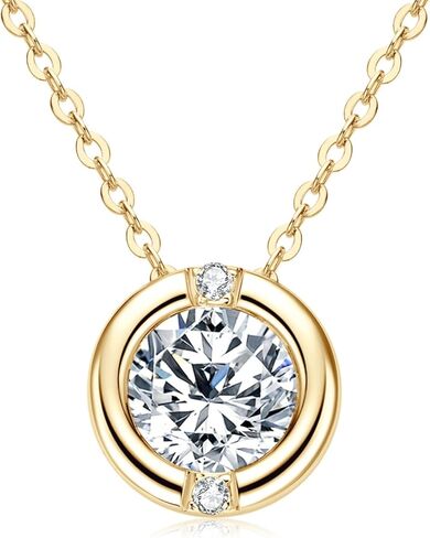 Woaini 1 قيراط Moissanite Solitaire قلادة قلادة في 925 الفضة الفضية الاسترليني ، قلادات قابلة للتعديل قلادة مديك مع Moissanite ، 18 "+2" ، هدية مجوهرات الماس الماس للنساء للنساء in Kuwait