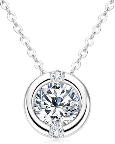 Woaini 1 قيراط Moissanite Solitaire قلادة قلادة في 925 الفضة الفضية الاسترليني ، قلادات قابلة للتعديل قلادة مديك مع Moissanite ، 18 "+2" ، هدية مجوهرات الماس الماس للنساء للنساء in Kuwait