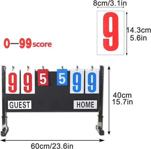 زعانف لوحة النتائج المحمولة، لوحة نتائج قلابة متعددة الرياضات، يمكنها تسجيل النتائج من 00 إلى 99، تصميم محمول وقابل للفصل، سهل الحمل in Kuwait