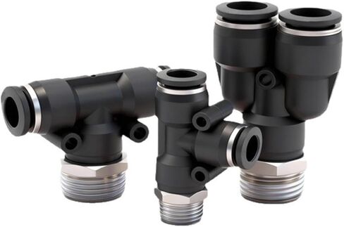Black Pneumatic Copper Connector PB/PD/PX Three-way Quick PB8-02/10-03/12-04 1Pcs(PX6-02(黑色)) in Kuwait
