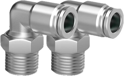 304 Stainless Steel Quick-Plug Air Pipe Joint Pneumatic Quick Connector Pl8-02 Right-Angle Bend 2Pcs(Stainlesssteelpl16-06) in Kuwait