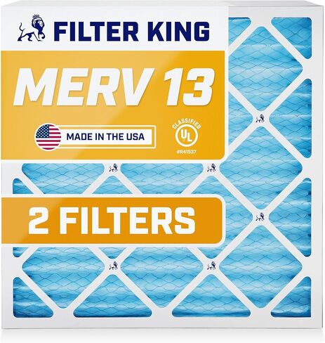 فلتر هواء Filter King 16x25x4 (MERV 11) (عبوة من قطعتين) فلاتر فرن تيار متردد للتحكم في الغبار والحساسية، صنع في الولايات المتحدة الأمريكية، HVAC، مطوي، إلكتروستاتيكي (الحجم الفعلي: 15.5 × 24.5 × 3.75) in Kuwait