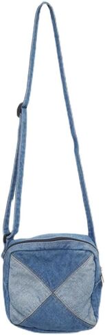 حقيبة كتف صغيرة من الدينيم للنساء والفتيات - حزام قابل للتعديل، حجرة للهاتف الخلوي in Kuwait