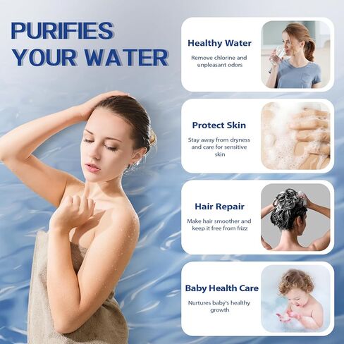 فلتر حمام، فلتر مياه حمام 8 مراحل، فلتر حمام للحوض لإزالة الرصاص والكلور والفلورايد، 2500 جالون من الترشيح، منعم المياه، خالي من مادة BPA in Kuwait