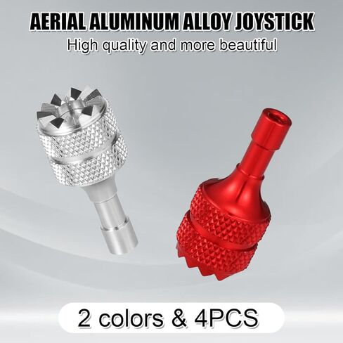 4pcs Drone Controller Sticks, Aluminum Drone Control Joystick Detachable Thumb Rocker Replacement Compatible with DJI Mini 3 Pro DJI RC Smart Controller Accessories (Silver, Red) in Saudi Arabia