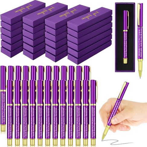 24 مجموعة من هدايا التخرج الملهمة، قلم حبر جاف للتهنئة بالجملة مع علب هدايا منقوشة تحفيزية، هدايا تخرج 2024 للطلاب المتخرجين في الكليات العليا (أخضر) in Kuwait