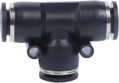 أنبوب هوائي أسود مشترك بقطر متغير T-tee PEG المقابس السريعة PE4/6/8/10/12/14/16 2 قطعة (BlackPEG8-4) in Kuwait