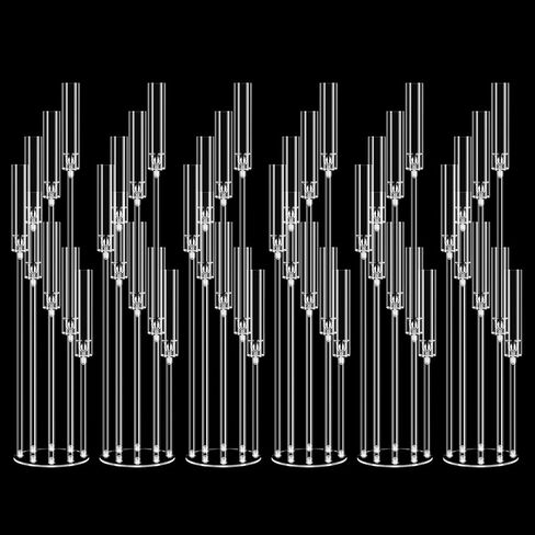 10pcs 5 Arm acrylic candelabra centerces for table ، 26inches tall clear Clatlestick Holder Centerples for party birthth in Kuwait