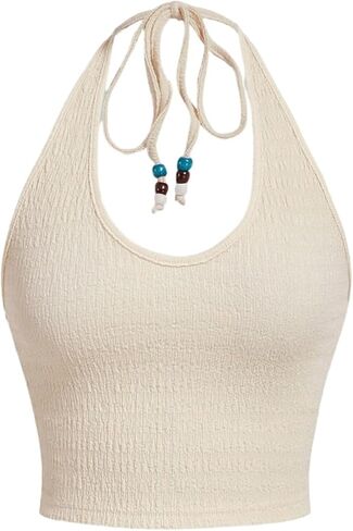 Milumia Women Tie Back Halter Top Sexy Going Out Y2k Sleeveless Crop Tank Tops in Saudi Arabia