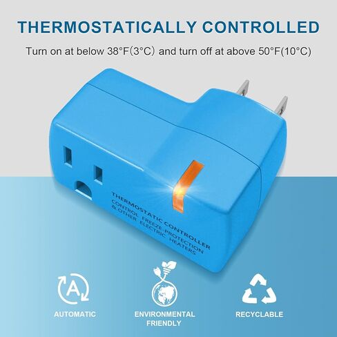 1 PC Upgraded Thermostat Outlet for Greenhouse and Well House Heater YeloDeer, Auto On 38 °F/Off 50 °F for Heater Pond De-icers Farm RV in Saudi Arabia