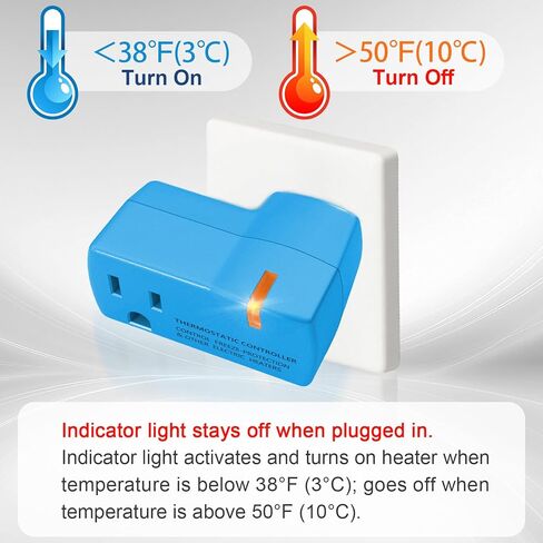 1 PC Upgraded Thermostat Outlet for Greenhouse and Well House Heater YeloDeer, Auto On 38 °F/Off 50 °F for Heater Pond De-icers Farm RV in Saudi Arabia