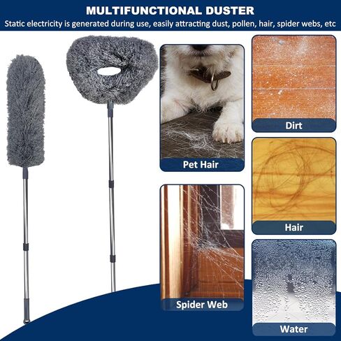 20+ Ft High Reach Ceiling Fan Duster &Microfiber Feather Brush Duster with 3-14 ft Spliceable Pole Microfiber Feather Duster for Spider Web, High Ceiling, Blinds, Furniture Cleaning Tool Kit in Kuwait