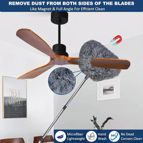 20+ Ft High Reach Ceiling Fan Duster &Microfiber Feather Brush Duster with 3-14 ft Spliceable Pole Microfiber Feather Duster for Spider Web, High Ceiling, Blinds, Furniture Cleaning Tool Kit in Kuwait