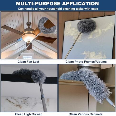 20+ Ft High Reach Ceiling Fan Duster &Microfiber Feather Brush Duster with 3-14 ft Spliceable Pole Microfiber Feather Duster for Spider Web, High Ceiling, Blinds, Furniture Cleaning Tool Kit in Kuwait