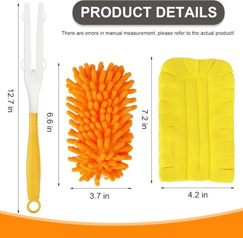 2 Pcs with 1 Handle Reusable Duster Refills, Washable Microfiber Dusters, 360°Cleaning Tools for Home, Office, Blinds, Car, Pet, Furniture, Fan in Saudi Arabia